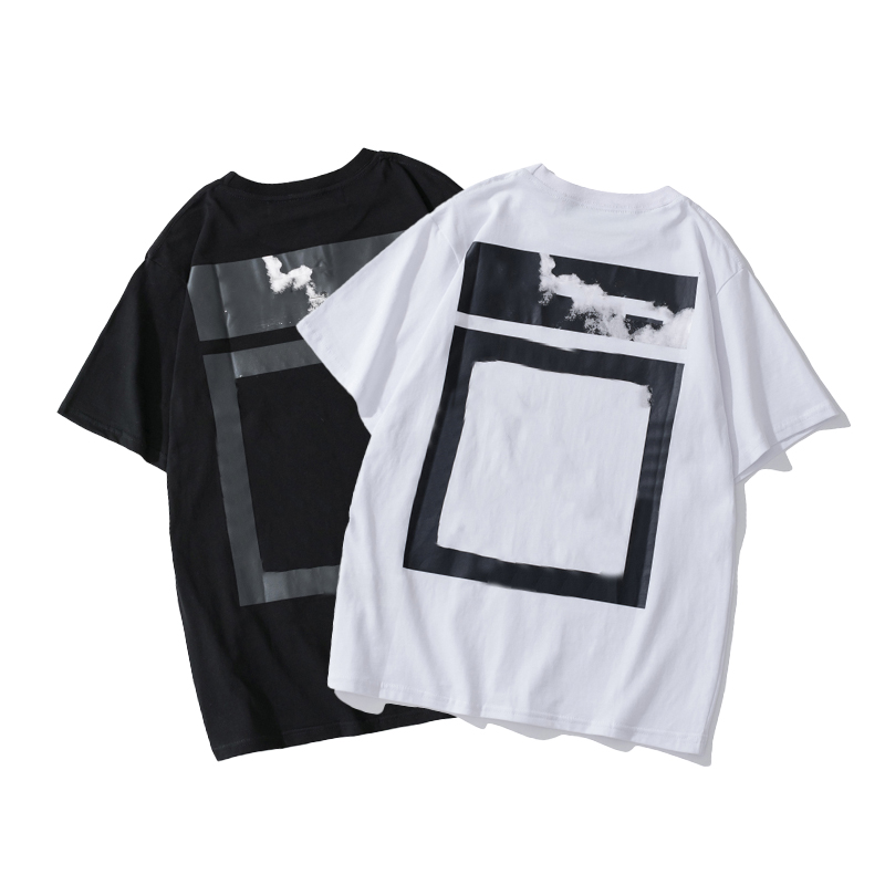 

Famous brand High quality cotton round neck men's T-shirt European and American fashion letters printed logo Summer off casual white couple short sleeves, L need look other product