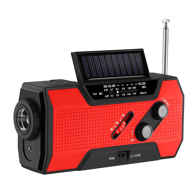 

Radio Emergency 2000mAh-Solar Hand Crank Portable AM/FM/NOAA Weather With & Reading Lamp Cell Phone Charger