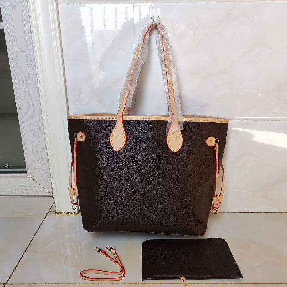 

2pcs sets classic women leather handbags bags female flower ladies handbag wallets Luxury hand mother bill of lading womens shoulder bag+Small purse M40157 M40156, Old flower