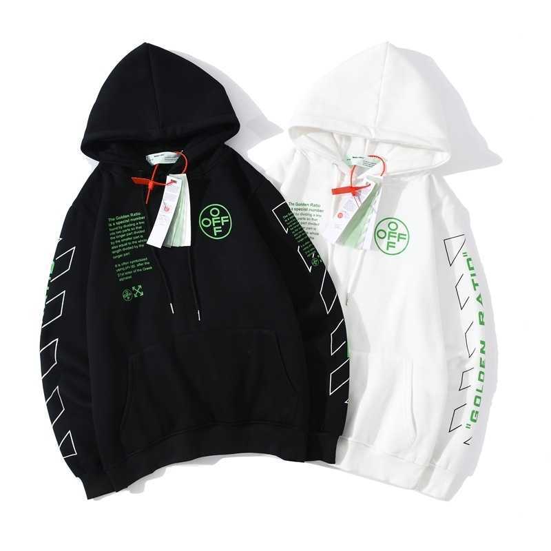 

hoodiesAutumn and winter new off fluorescent green line arrow letter couple sweater ow Plush coat, White