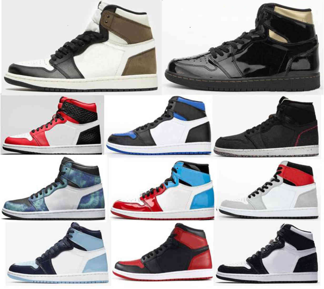 

1 Black Metallic Gold Dark Mocha Zoom Crater Tie Dye Royal Toe Bloodline Basketball Shoes Men 1s Panda Fur Bred Shadow Sneakers With Box, Court purple 2.0