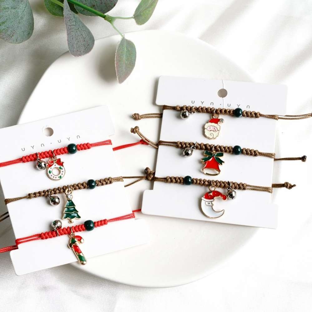 

Hand catenary Bracelet Santa Claus Snowman candy cartoon hand jewelry, Black