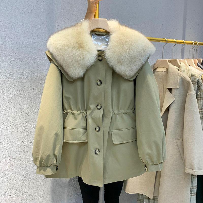 

Women's Down & Parkas Cotton Padded Jacket 2021 Winter Plus Size Big Fur Women Loose Slim Warm Coat Parka, Black