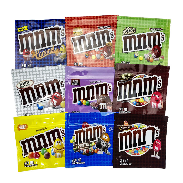 

Empty Medicated Chocolate beans 600 mg candy mylar bags 10*10 cm 3 side seal gummy edibles packaging bag