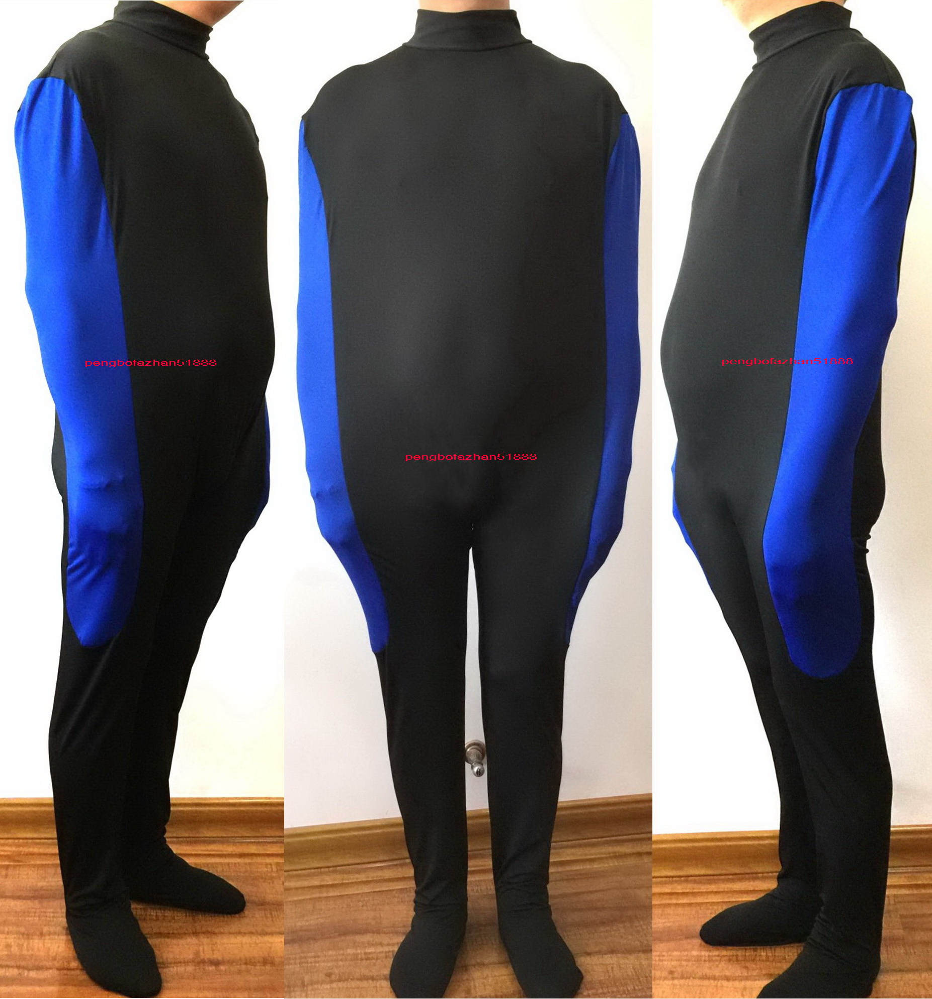 

Black/Blue Lycra Spandex Mummy Catsuit Costumes Sleeping Bag With internal Arm Sleeves Unisex Sexy Body Bags Sleepsacks Suit Costume Outfit P305
