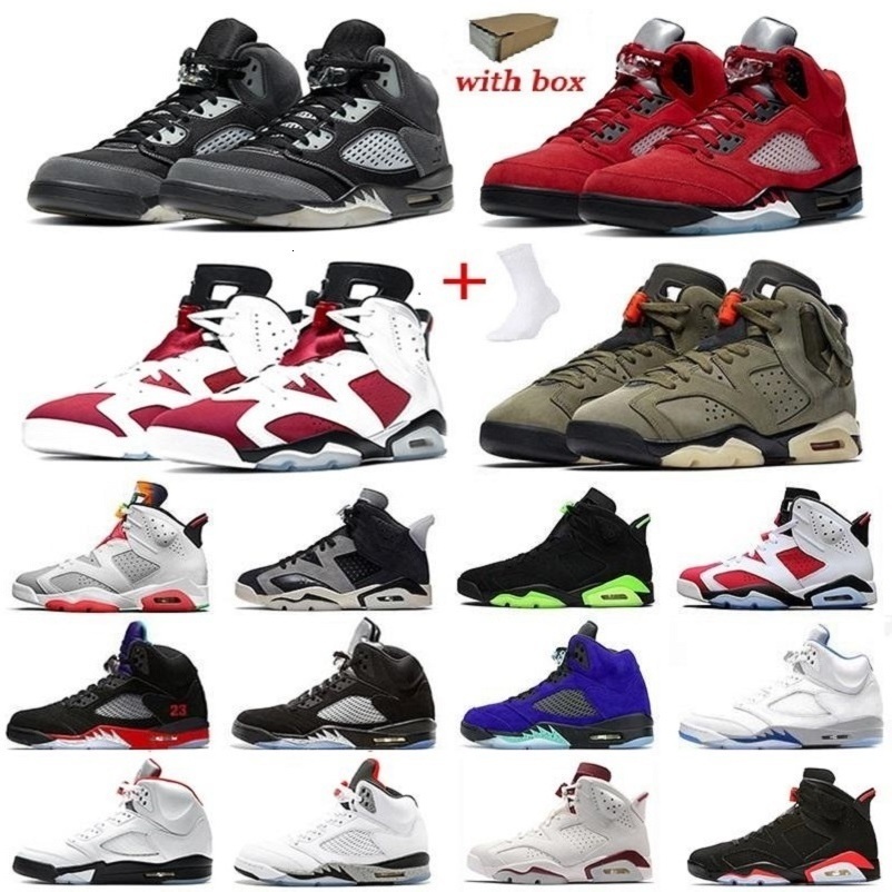 

With Box Sock Raging Bull 5s Carmine 6s men basketball shoes Anthracite 5 what the travis scotts 6 Hyper Royal Alternate Grape mens sports, Color#49