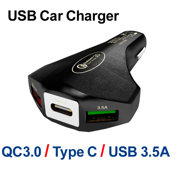 

3 USB Car Charger Quick Charge QC3.0 Universal Mobile Phone Type C Fast Charging For iPhone 11 Xiaomi Samsung Huawei LG