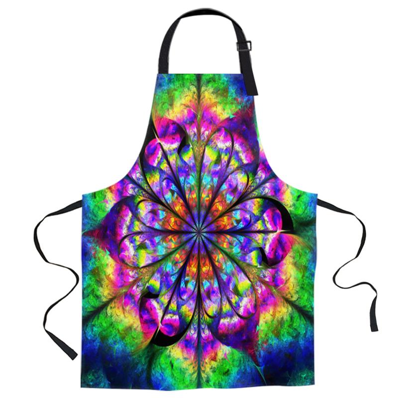 

Aprons Flower Mandala Rainbow For Women Men Kid Cooking Baking Apron Kitchen Utility Equipment Accessories