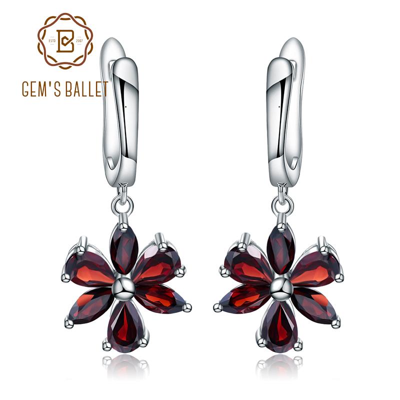 

Dangle & Chandelier Gem's Ballet Solid 925 Sterling Silver Fine Jewelry Flower Design Garnet Stone Gorgeous Drop Earrings For Women