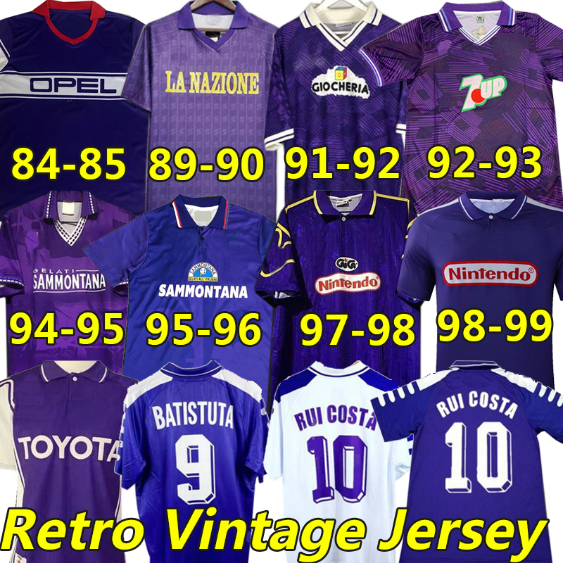 

BATISTUTA 1998 1999 Fiorentina Retro Soccer Jerseys BIGICA RUI COSTA 98 99 Home Football Shirt 2000 Camisas de Futebol 84 89 90 91 92 93 94 95 96 97 Classic Vintage Jersey, 1997-98 away