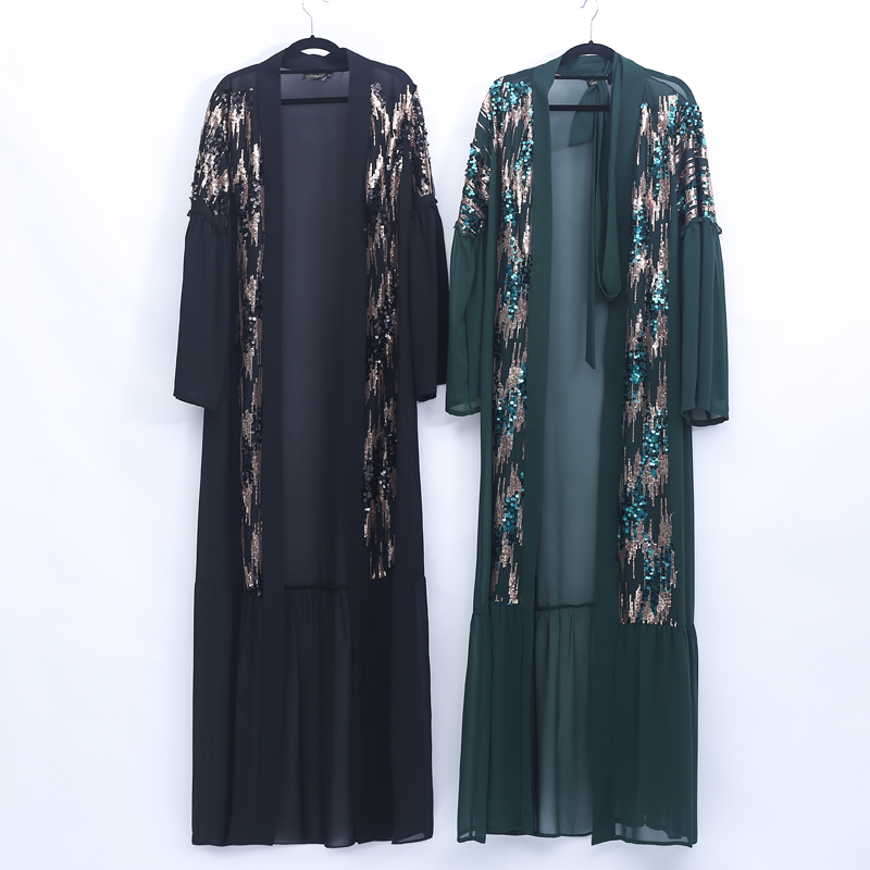 

Eid Sequin Abaya Kimono Muslim Cardigan Hijab Dress Abayas For Women Kaftan Dubai Oman Caftan Prayer Turkish Islamic Clothing