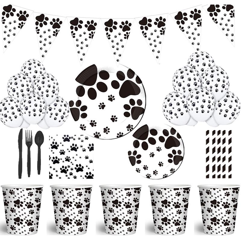 

Party Decoration Pet Dog Paws Theme Decorations Tableware Paper Cup Plate Napkins Straw Banners Baby Shower Balloons Kids Birthday Supplies
