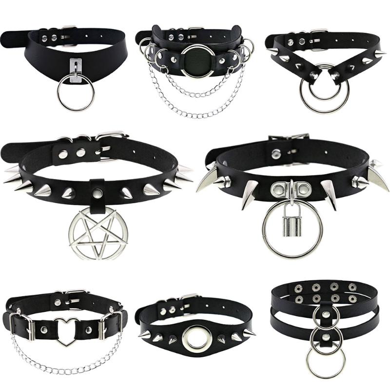 

Chokers KMVEXO Sexy Punk Egirl Choker Collar Leather Bondage Cosplay Goth Jewelry Women Gothic Male Necklace Harajuku Accessories