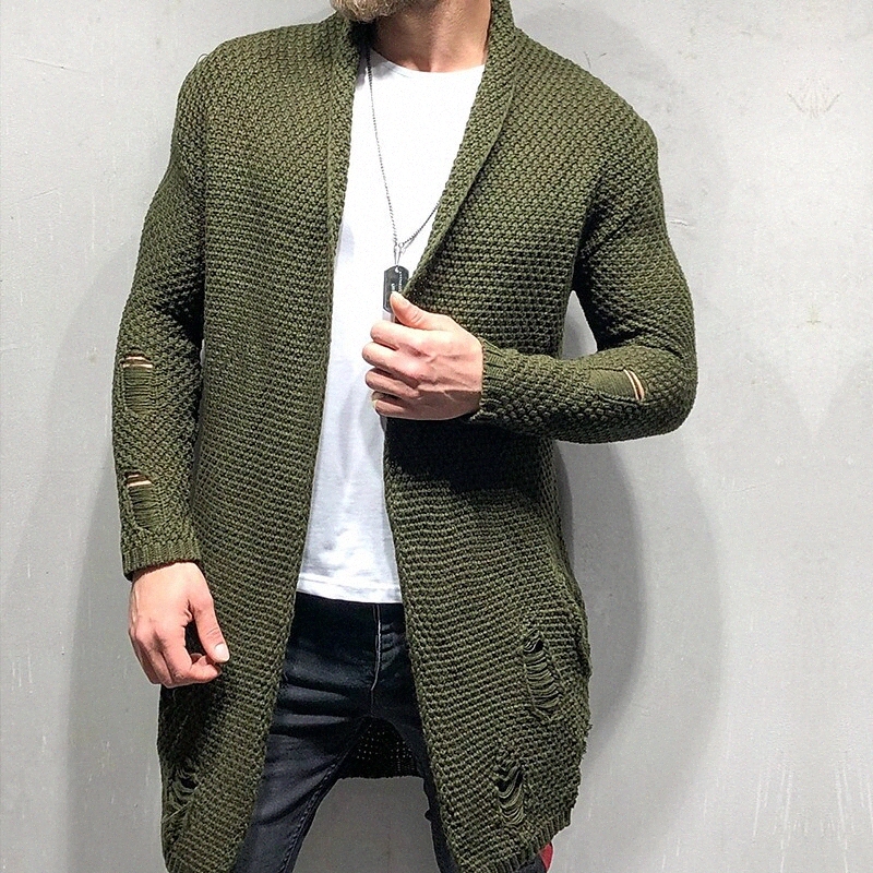 Men's Unisex Cardigan Knitted Solid Color Stylish Vintage Style Long Sleeve Sweater Cardigans Shirt Collar Fall Winter Army Green Black Navy Bl
