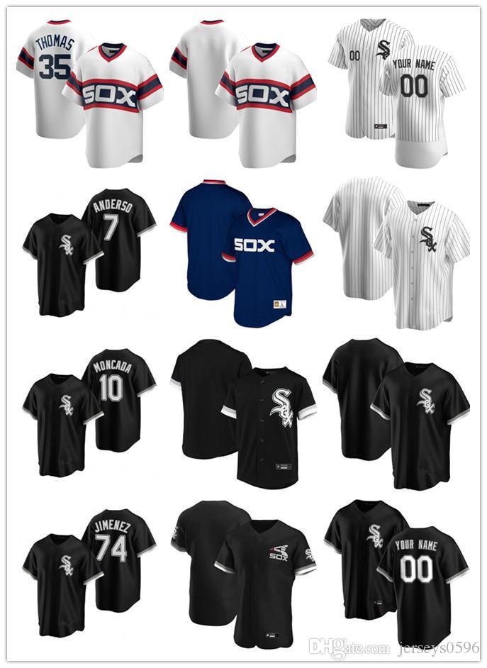 

Custom Jersey Mens women Youth 7 Tim Anderson 10 Yoan Moncada 74 Eloy Jimenez 35 Frank Thomas Baseball Jerseys, Blue;black