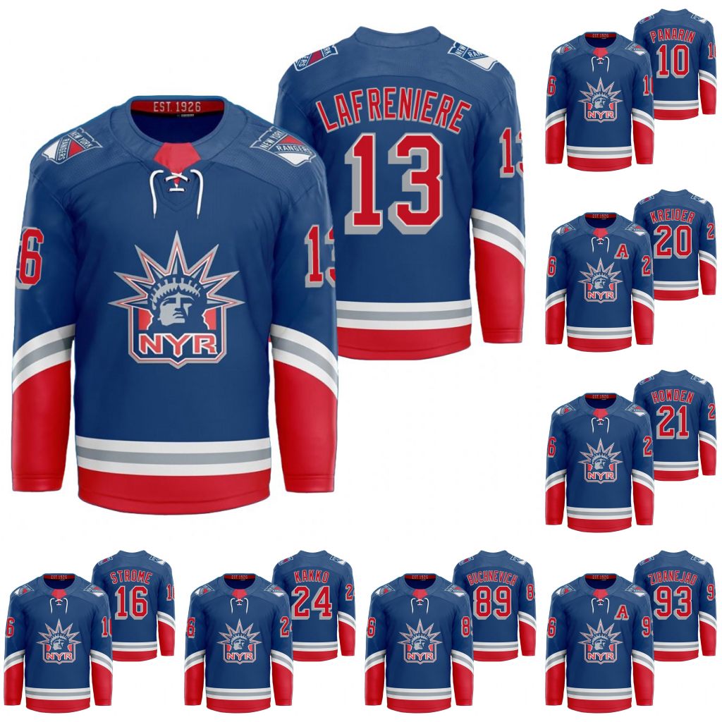 

13 Alexis Lafreniere New York Rangers 2021 Classic Edition Liberty Artemi Panarin Kaapo Kakko Pavel Buchnevich Mika Zibanejad Jacob Jersey, Black;red