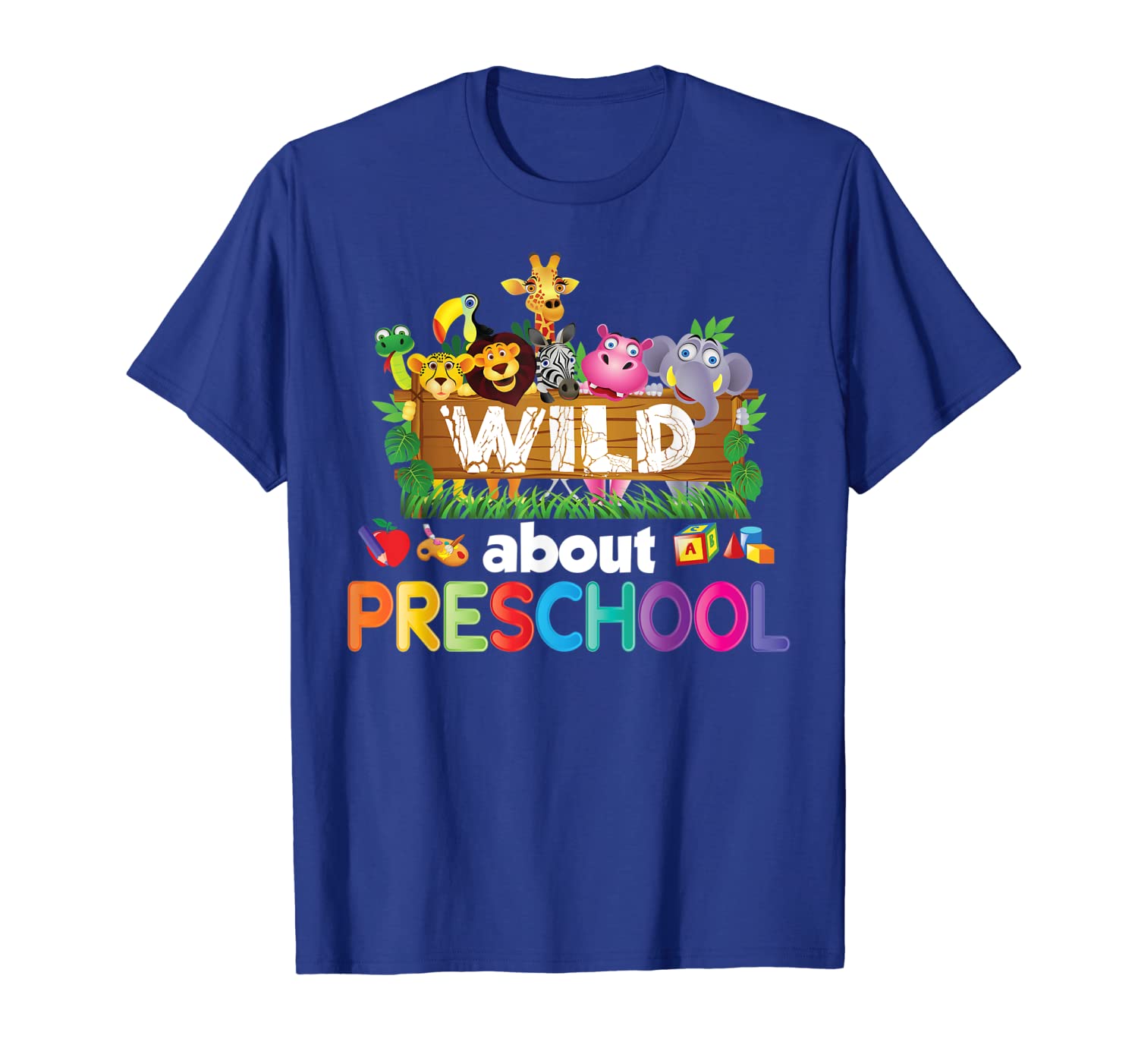 

wild about preschool teacher student t-shirt back to school, White;black
