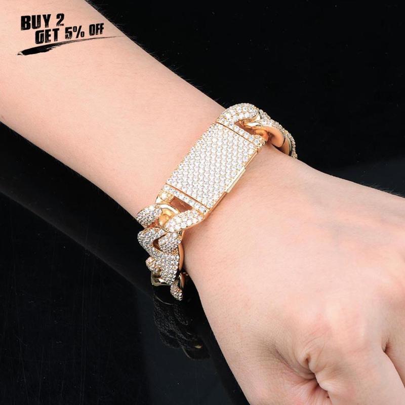 

Link, Chain 2021 20mm Miami Lock Clasp Cuban Link 7-9 Inch Bracelet Iced Out Cubic Zircon Bling Hip Hop Men Jewelry Gift
