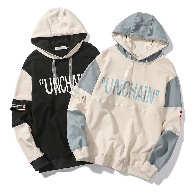 

Men's Hoodies & Sweatshirts Sweater Autumn Casual Loose Coat Letter Printing Embroidery Hooded T-shirt Trend Handsome Shirt Street, Black