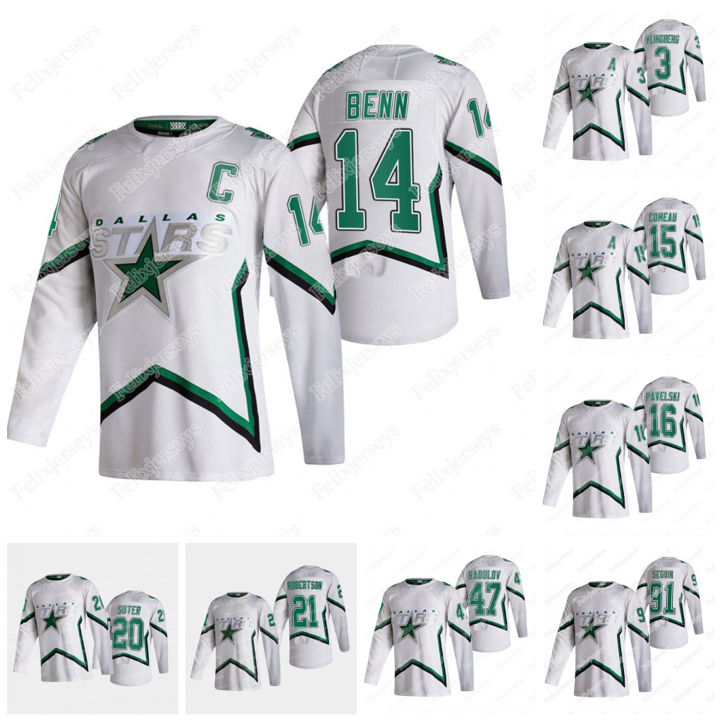 

Jamie Benn Dallas Stars Reverse Retro Jersey Braden Holtby Ryan Suter Joe Pavelski John Klingberg Blake Comeau Roope Hintz Jason Robertson D, Black;red