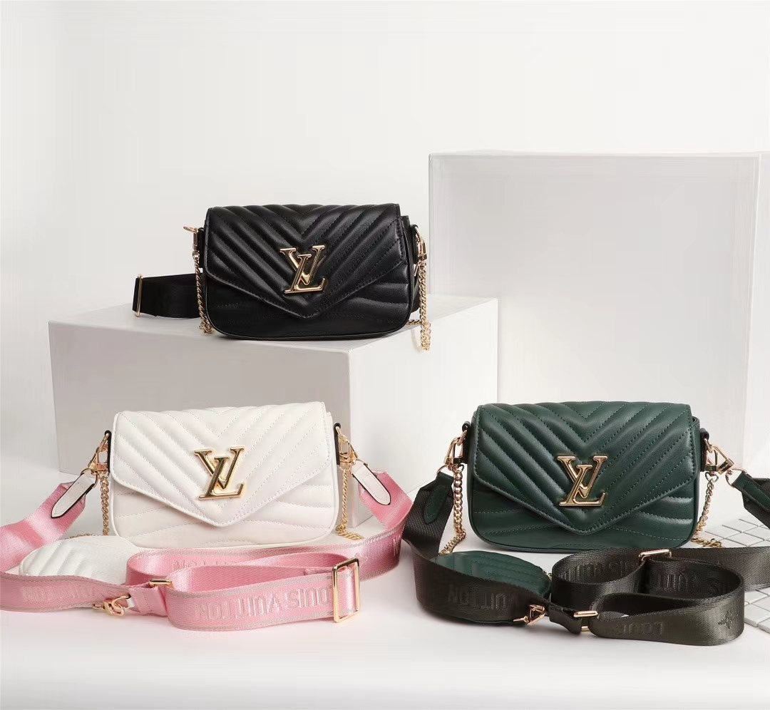 

LVÂYSLÂLouisÂVitton Vintage bag Pochette MULTI 2Pcs Genuine Leather Shoulder Bags Vutton Designer Luxury presbyopic Handbags Purse Women Mes