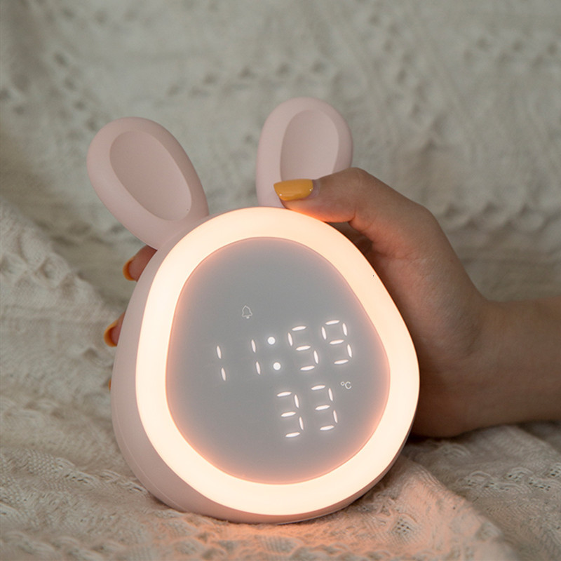

cute time rabbit alarm charging led luminous digital with light children's student cartoon small program electronic clock