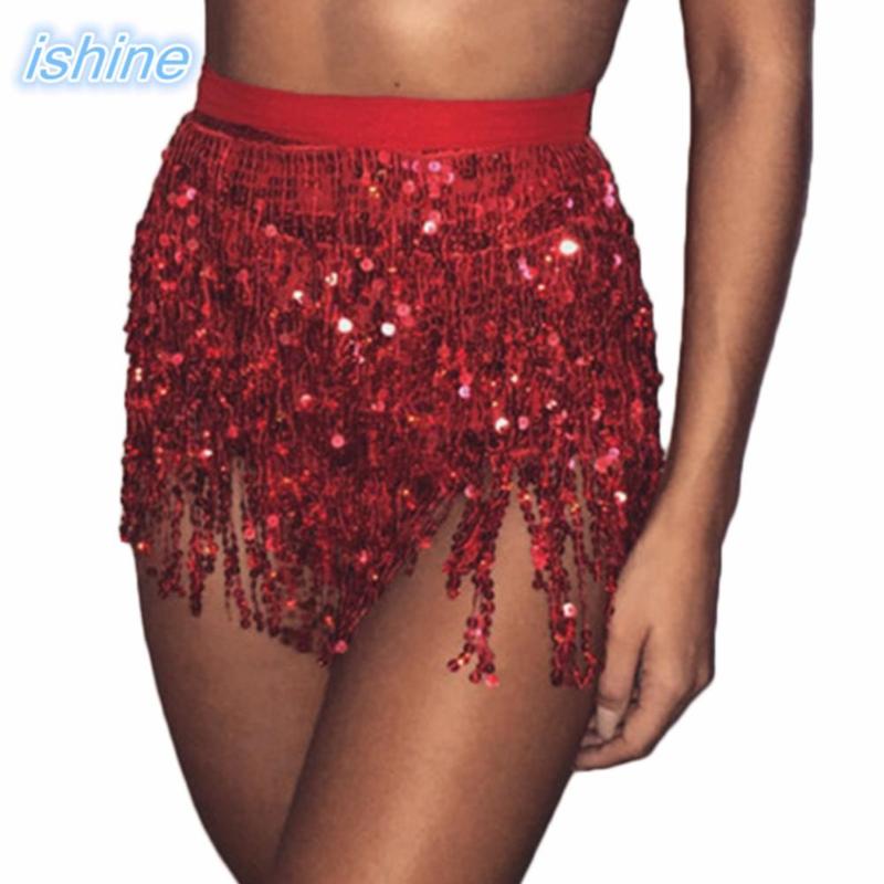 

Skirts Fashionable Tassel Sequin Women Skirt Summer Beach Holiday Short Mini Sexy High Waist Club&Party For Party Nightclub, Black