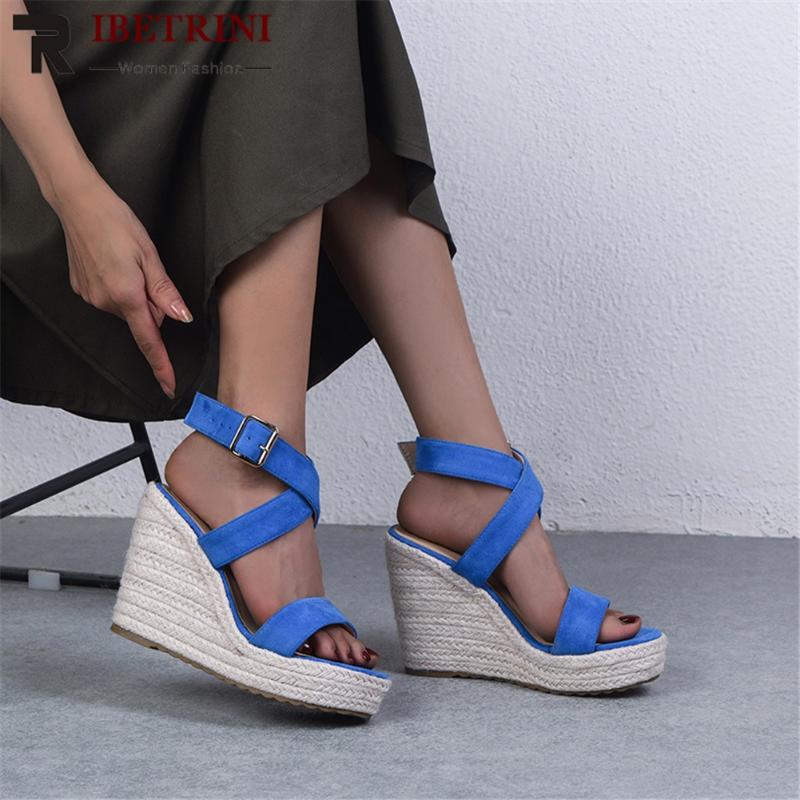 

Dress Shoes Open Toe Ankle Buckle Strap Wedges High Heels Yellow Retro Sandals For Women 2021 Summer Office Lady Woman, Rosy red