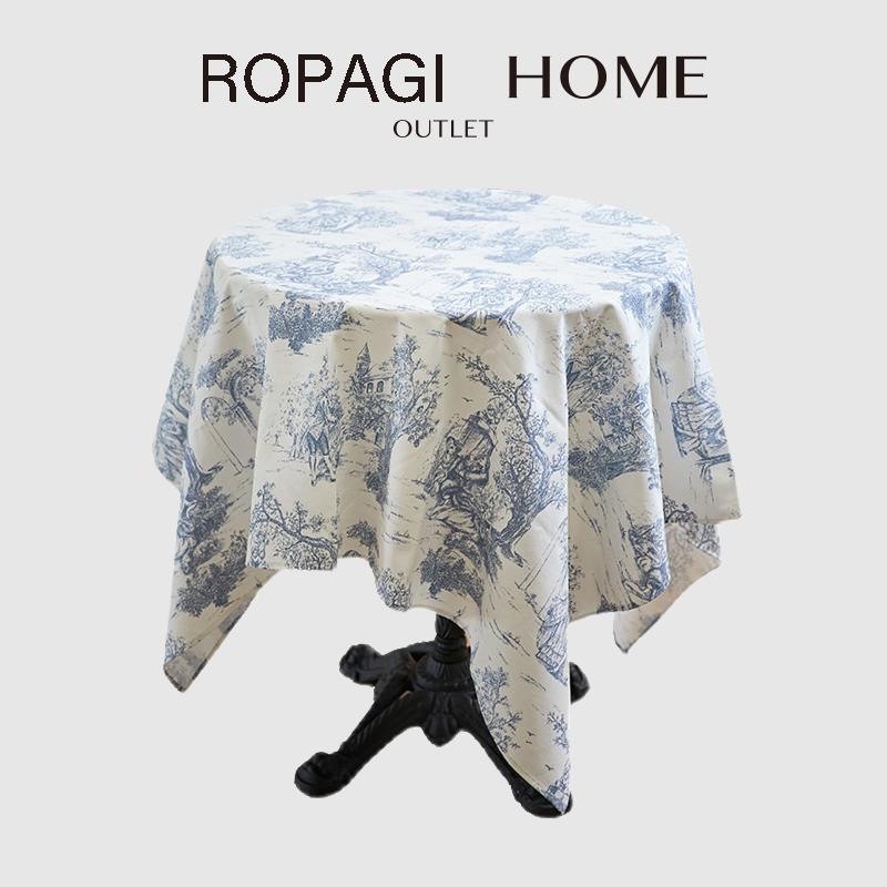 

Table Cloth European Home Toile De Jouy INS French Retro Tablecloth Cotton Linen Cover Kitchen Dining Party Holiday Picnic