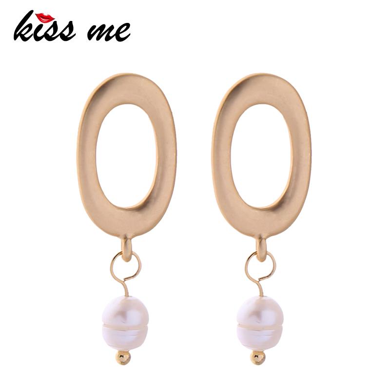 

Dangle & Chandelier Kissme Earrings Wholesale Geometiric Alloy Clutured Pearl Women Korean Jewelry, Silver