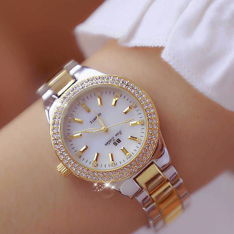 

Luxury Brand Lady Crystal Watch Women Dress Diamond Fashion Rose Gold Quartz es Female Stainless Steel Wristwatches 210616