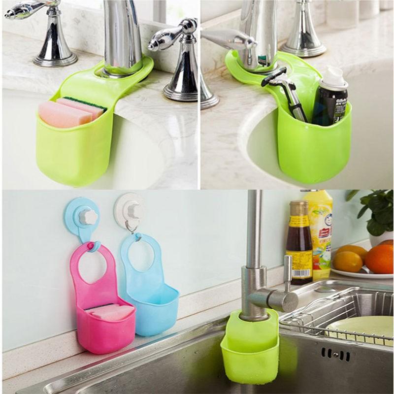 

Storage Baskets 1pc Portable Hanging Drain Bag Holder Sponge Gadget Rack Basket Toilet Soap Shelf Organizer Kitchen Sink