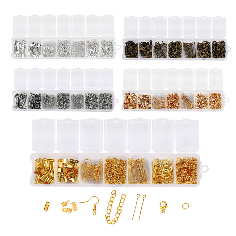 

390Pcs Jewelry Making Set Jump Rings Lobster Clasp Ear Hook Pins Chain For DIY Jewelry Making Kit Finding Accessories Supplies