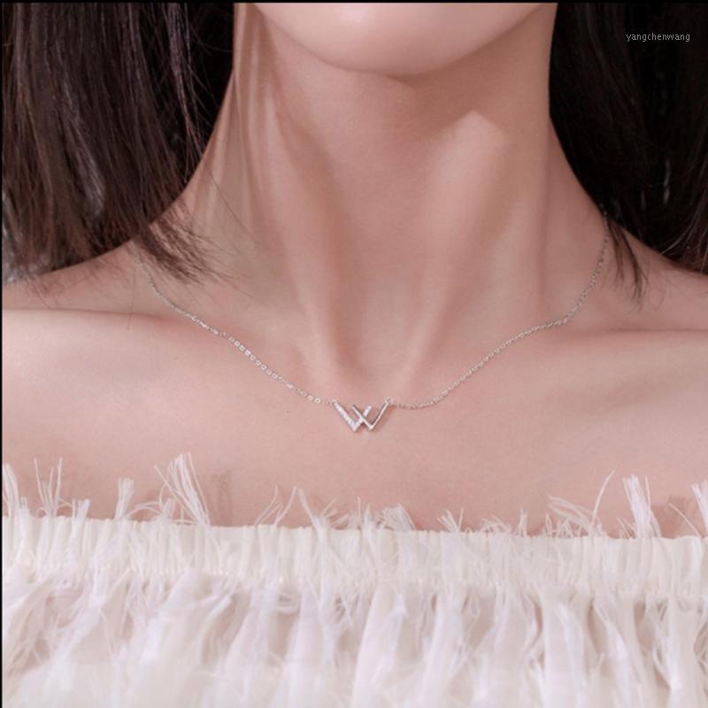

Chains ZHOUYANG Women's Neck Chain Letter W Pendant Necklace Korean Silver Color Choker Aesthetic Jewelry KAN251