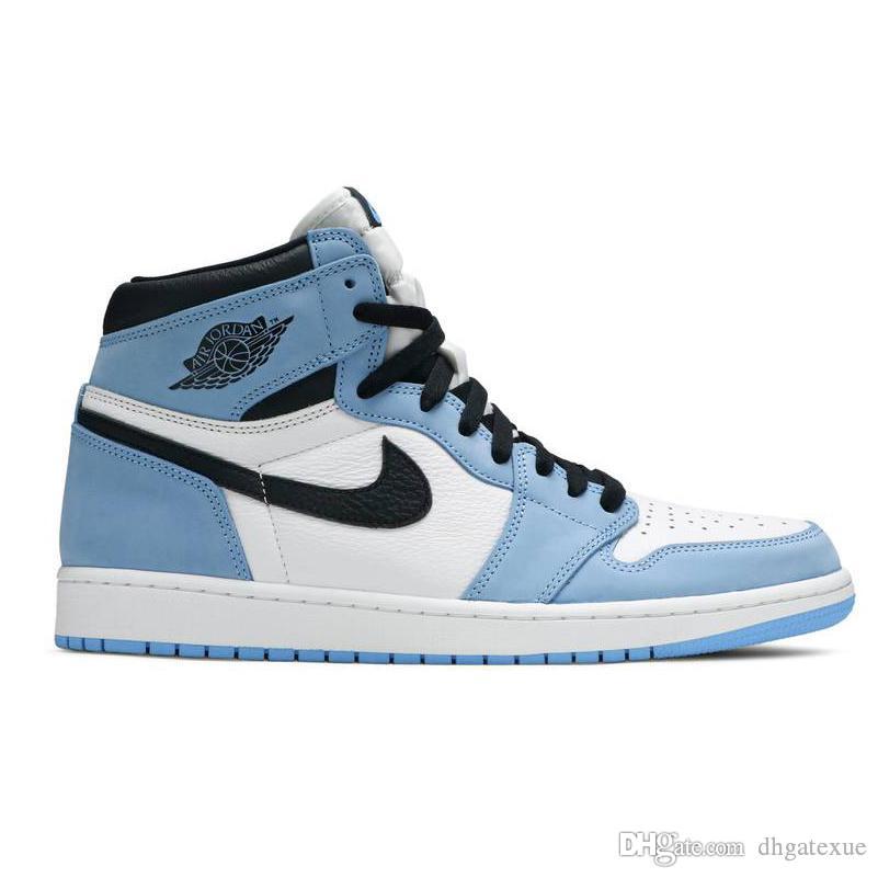 

1 Retros High OG University Blue Basketball Shoes Men Womens white 1s Mid Jumpman Sneakers 555088 134 (Exempt postage), 555088 160