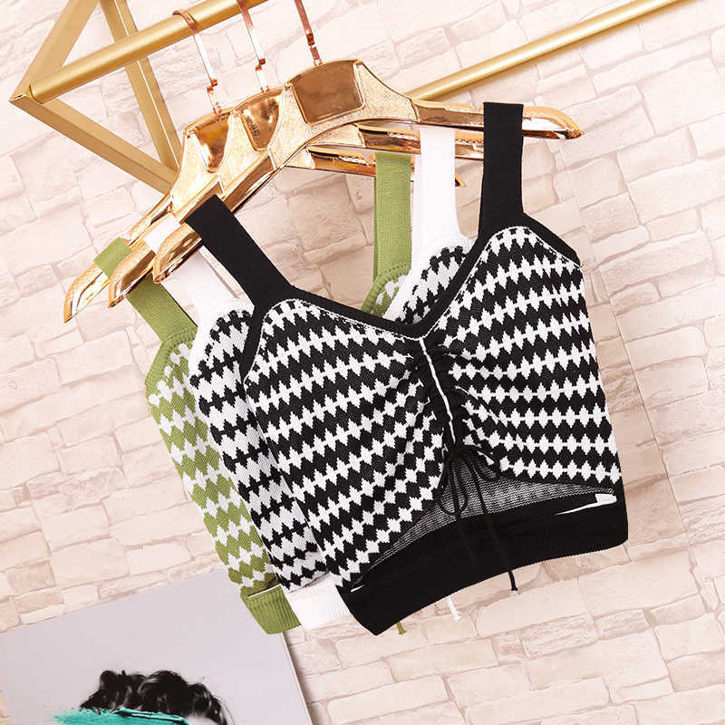 

Sexy Women Crop Top Casual Slim Sleeveless Drawstring Simple Streetwear Summer Camis W855 210526, Green