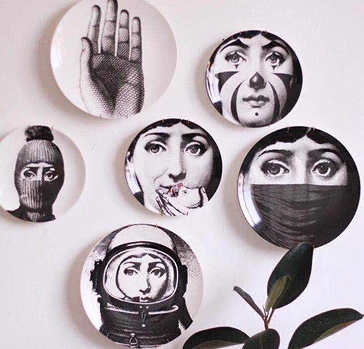 

Home Wall Decor 8 Inch Plates Retro Decoration Round Ceramics Printed Portrait Coffee Sho Hanging