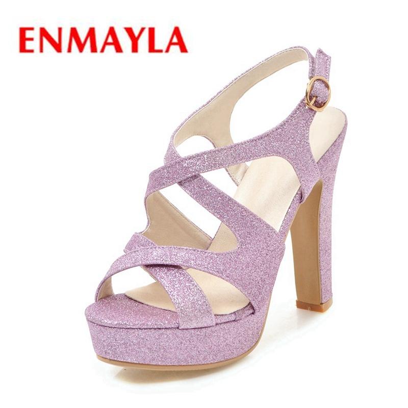 

Fashion Summer Lady Sequined Cloth Cross Tie Buckle Strap High Heel Sandals Women Platform Heels ZYL371, Black