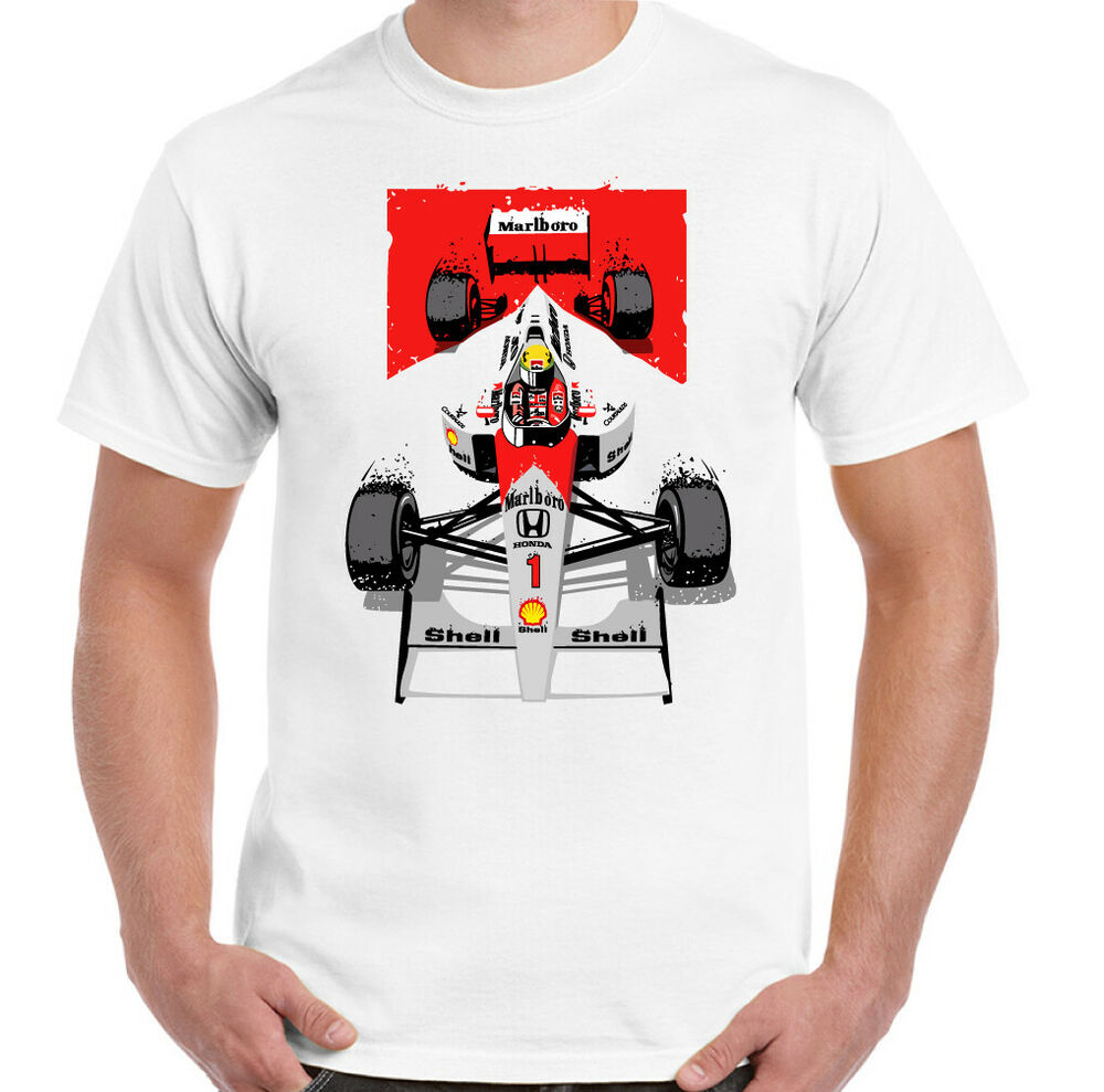 

Senna Ayrton f1 mens t-shirt top unisex motorcycle brazil mclaren car, White;black