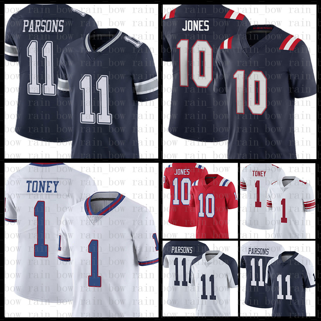 

American football jersey New England Patriot 10 Mac Jones Dallas Cowboy 11 Micah Parsons New Mens York Giants 1 Kadarius Toney 9, Black;red