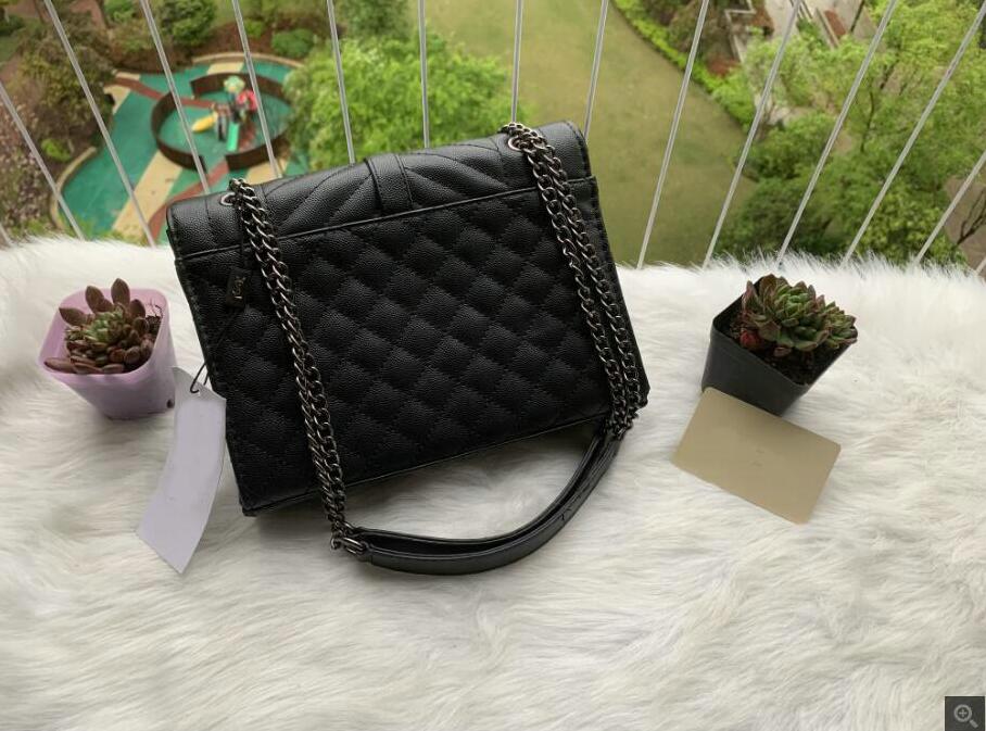 

Fashion Designer Handbags With dust bag tote sheepskin caviar metal chain gold black Handbag Leather Flip cover diagonal Shoulder Bags, Black chain