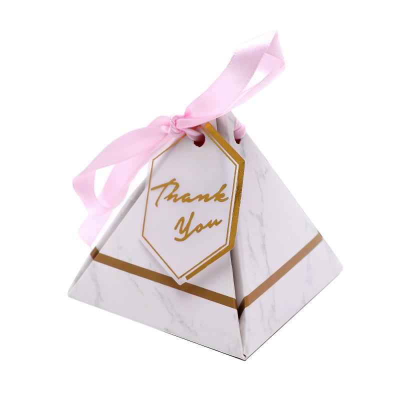 

Gift Wrap Candy Box, Triangular Boxes Wedding Favors Party Supplies Paper With Thank You Card And Ribbon