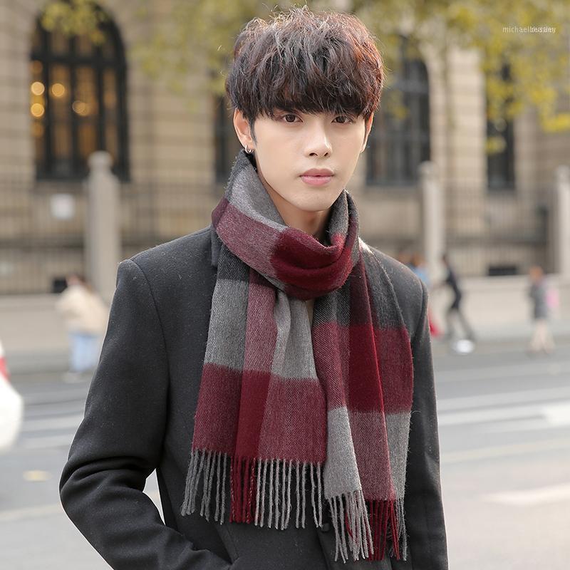 

Winter Wool Scarf For Men Shawls And Wraps Invierno Bufanda Hombre Warm Red Plaid Neck Scarves Male Echarpe1