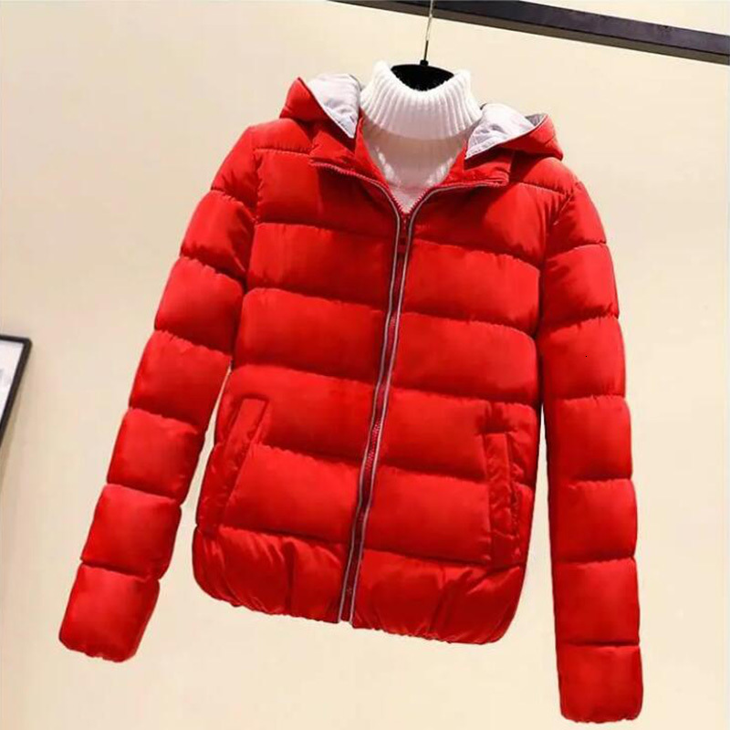 

Women's Down & Parkas Hooded Woman Winter Warm Cotton Padded Jacket Ladies Thicken Casual Student Loose Solid Korean Style Coats B72502 0TKX, Black