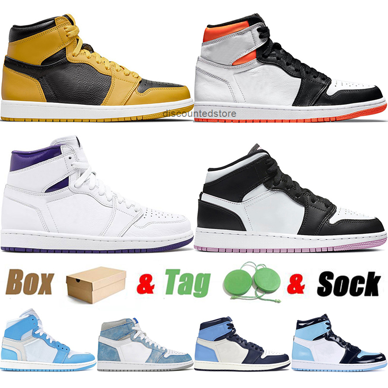 

Top Quality 2021 WITH BOX Basketball Shoes 1 1s Pollen Electro Orange Court Purple Mid Pink Black Jumpman Sports Trainers Snekaers 36-46, D8 36-46 fearless
