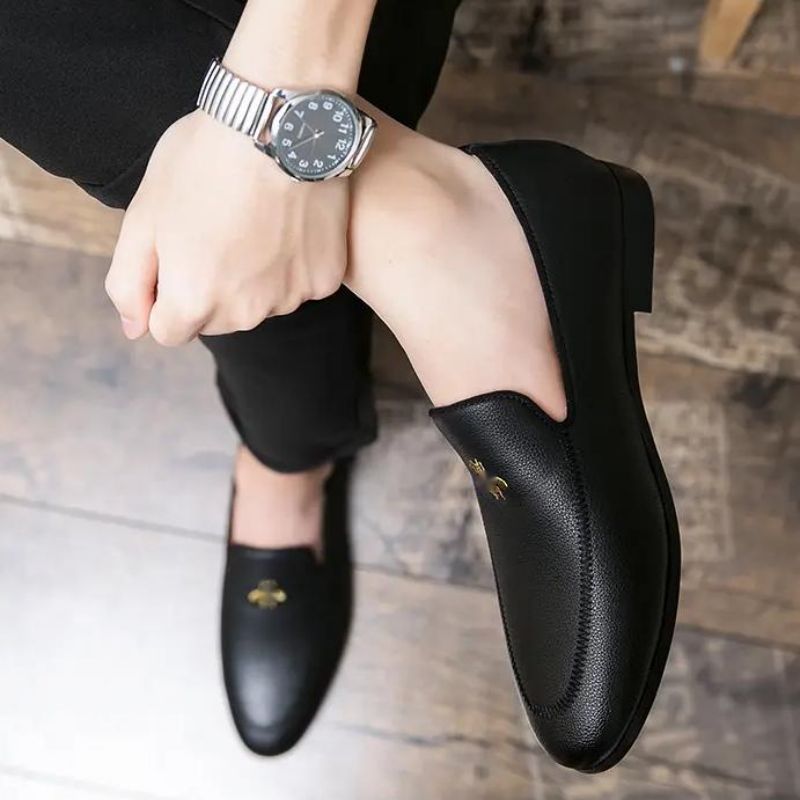 

2021 New Men Shoes Loafers PU Leather Outdoors Fashion Classic Comfortable Spring Autumn Slip on Simplicity Round Toe Concise Casual Business Shoes DH542, Black
