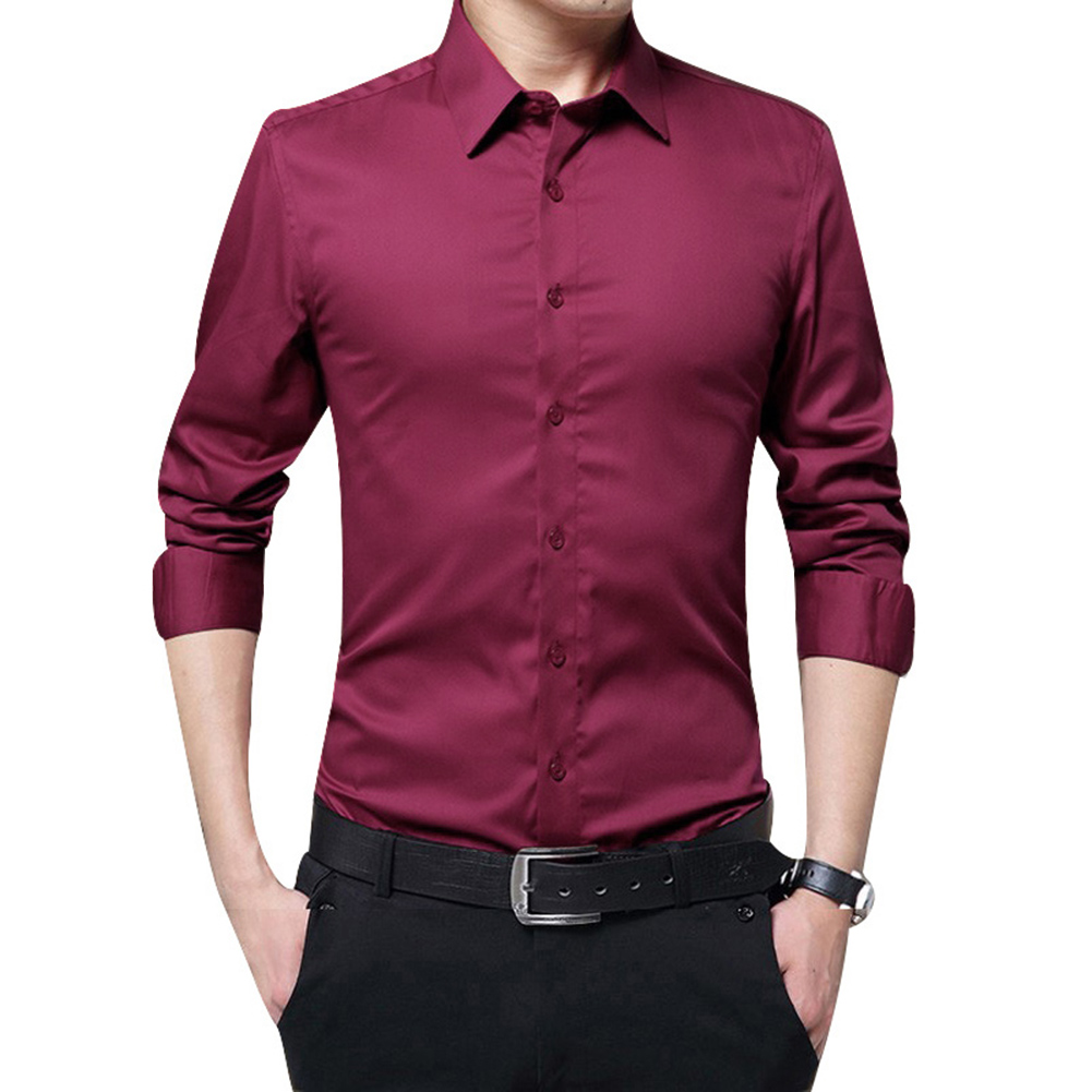 

Style Men Long Sleeve Shirts Slim Fit Solid Business Formal Shirts for Autumn High Quality Solid Male Clothing Fit Business Shir, Dark blue