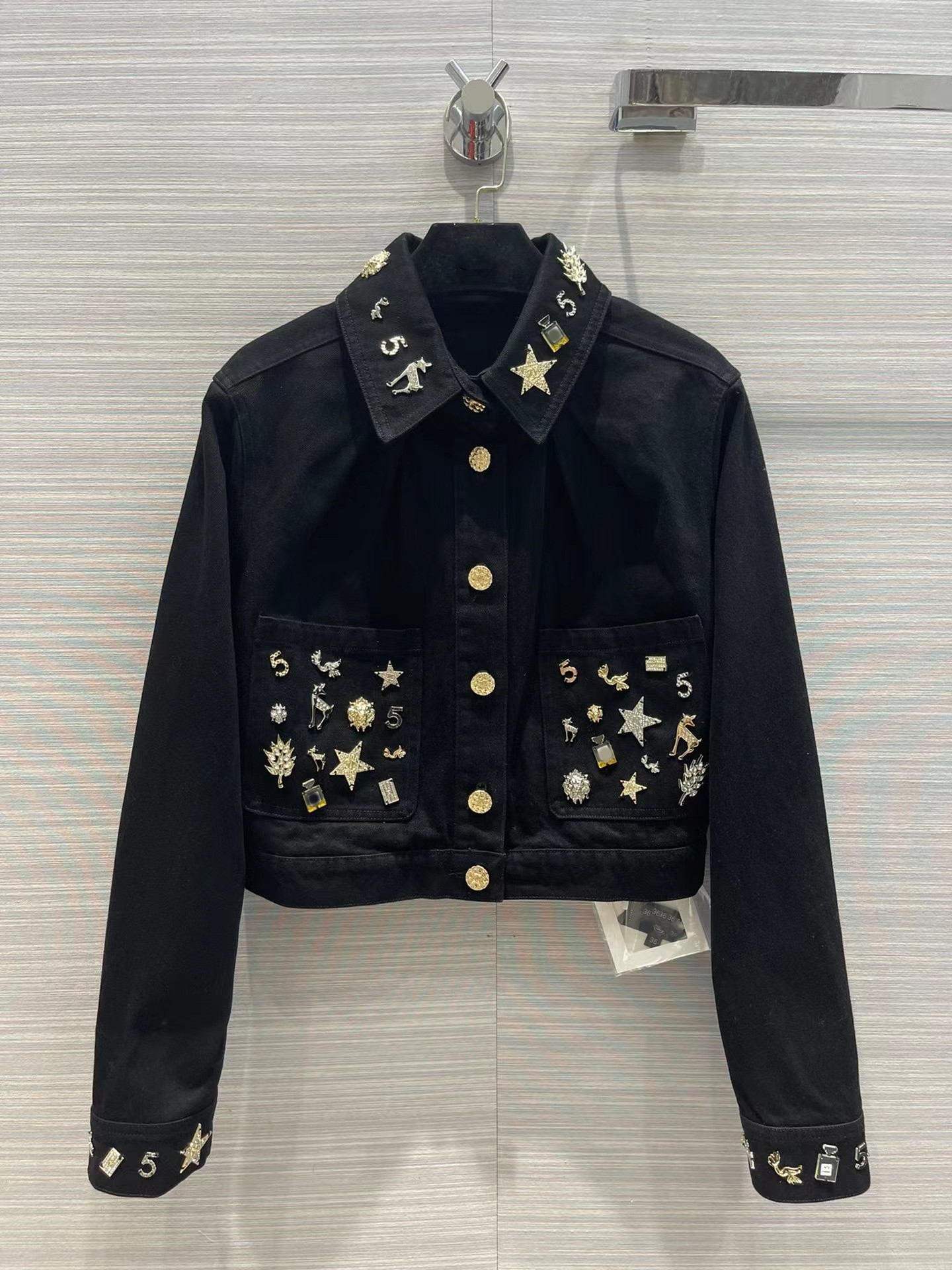 

Milan Runway Women' Jackets 2022 Spring Long Sleeve Lapel Neck Designer Coats Brand Same Style Outerwear 1229-13, Black