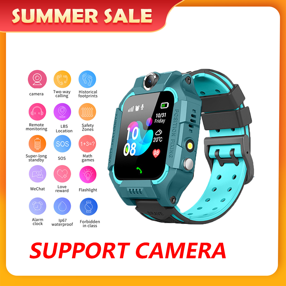 

Q19 Kids Smart Watch SOS Anti Lost Call Phone Childrens Smart Watch With Sim Card Gps Camera Waterproof Smartwatch Kids Giftsg, Purple