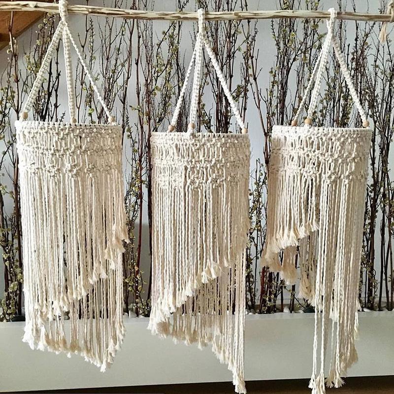 

Lamp Covers & Shades Handmade Knitted Macrame Home Wedding Decoration Chandelier Tassel Lampshade Wall Hanging Bohemian Lights Cover Tapestr